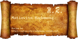 Matievits Radamesz névjegykártya